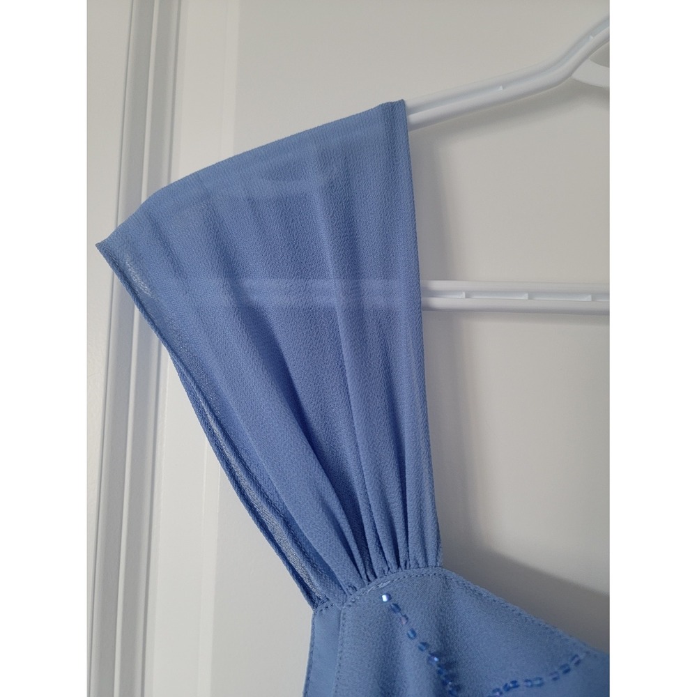 Linea Domani Vintage Elegant Dusty Blue Maxi Dressβ with Beaded Bodice - Picture 4 of 8